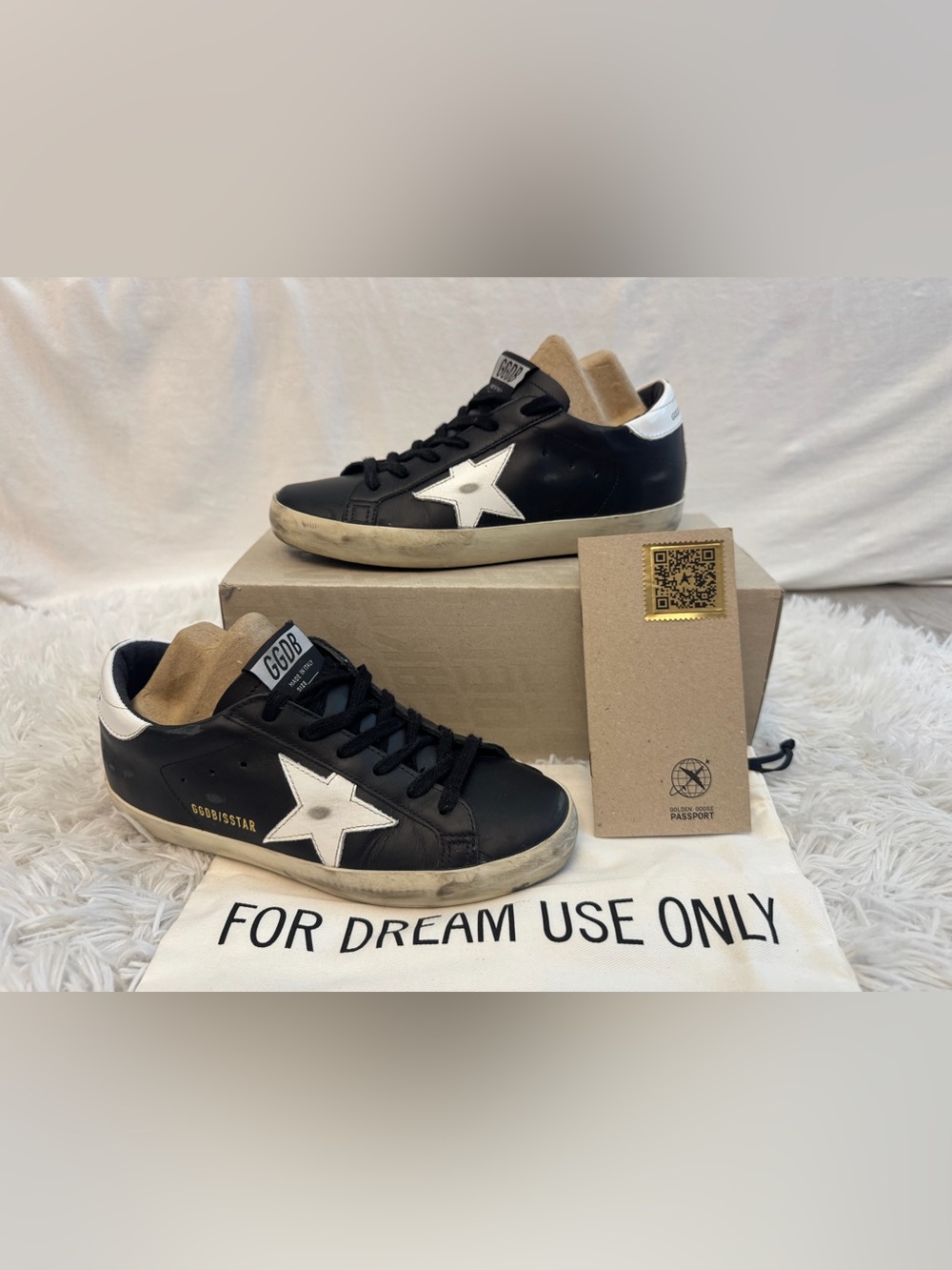 Golden Goose Super Star Sneakers Black Leather with White Star